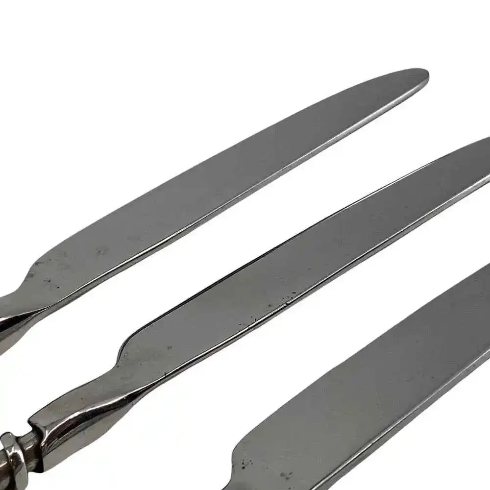 Lot Of 3 Gibson 18/8 Stainless Steel Silver Twisted Spiral Flatware Knives